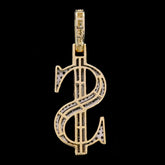 10k Yellow Gold 1.05CT Round/Baguette Diamond Dollar Sign Pendant 5.6g Men Charm